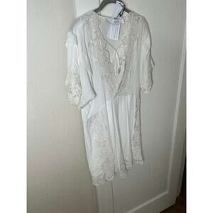 NWT IRO Paris Embroidered Lace V Neckline Flutter Sleeve Top White Size  34